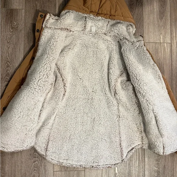 Brown Quilted Hooded Jacket with Sherpa Lining - Picture 4 of 8